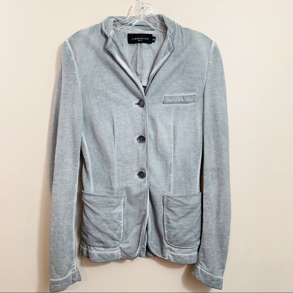 Liebeskind Gray Knit Felpa Three Button Blazer - Picture 2 of 5